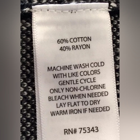 Cynthia Rowley Women's Black White Cotton Blend Long-sleeve Knit Dress Sz xsm - Picture 2 of 5